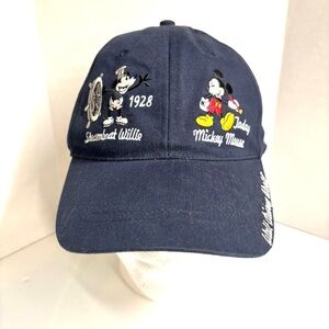 Vintage Walt Disney World Mickey Mouse Steamboat Willie History Hat Navy Blue